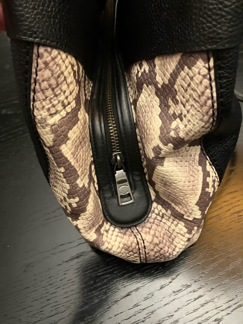 Coach Black Leather Lexy Shoulder Bag Snake Embossed - Picture 3 of 13